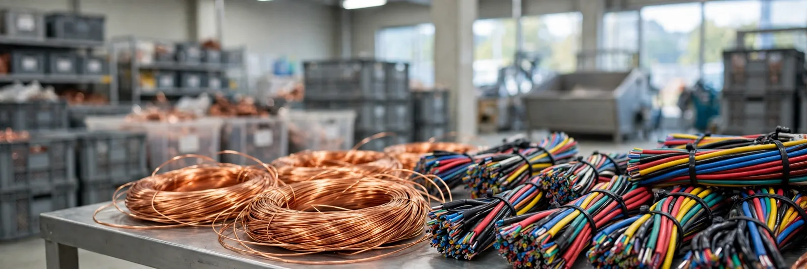 Coils of copper wire and bundles of wiring harnesses